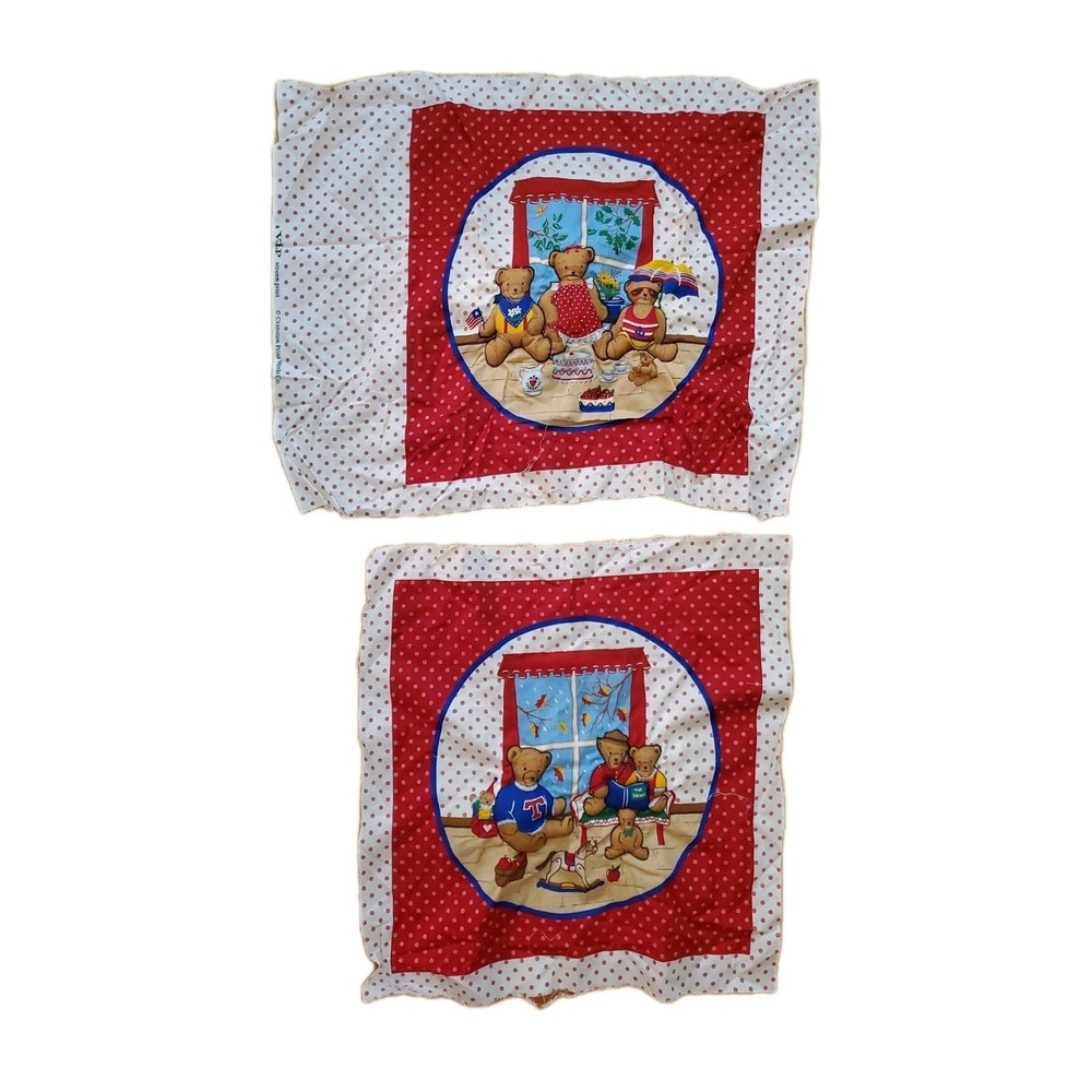 VIP V.I.P. Teddy Bear Cut Sew Stuff Craft‎ Pillows Cranston Print Works Lot Of 2